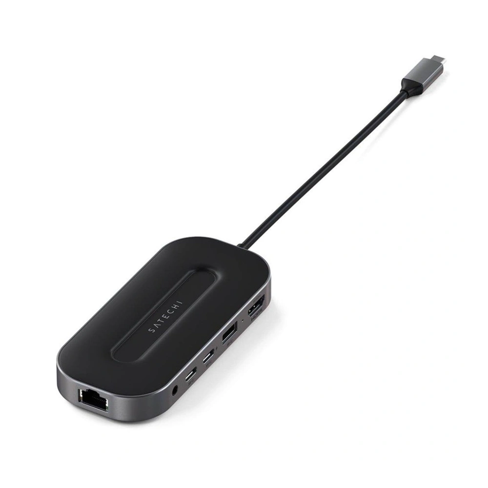 Hurtownia GSM - Adapter Satechi Multiport-Adapter USB-C (2x UBS-C, USB-A, 8K HDMI, 2.5G Ethernet, Klinkenanschluss) (space gray) - STH43 - {ean13} - Hurt