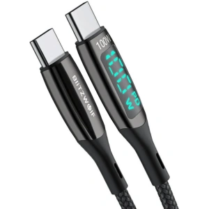Hurtownia GSM - Kabel BlitzWolf BW-TC23 USB-C/USB-C z wyświetlaczem, 100W, 1.8m (czarny) - BLZ561 - {ean13} - Hurt