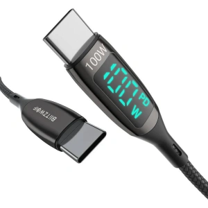 Hurtownia GSM - Kabel BlitzWolf BW-TC23 USB-C/USB-C z wyświetlaczem, 100W, 1.8m (czarny) - BLZ561 - {ean13} - Hurt
