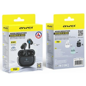 Wholesale AWEI T61 TWS Earphones Bluetooth 5.3 + docking station black - AWEI146 - {ean13} - Hurt