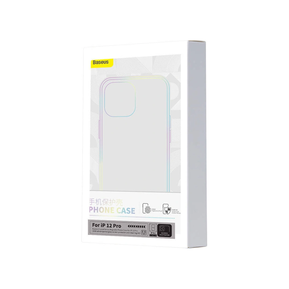 Hurtownia GSM - Etui Baseus Magnetic Crystal Clear Apple iPhone 12 Pro (průhledné) + tvrzené sklo + čisticí sada - BSU4174 - {ean13} - Hurt