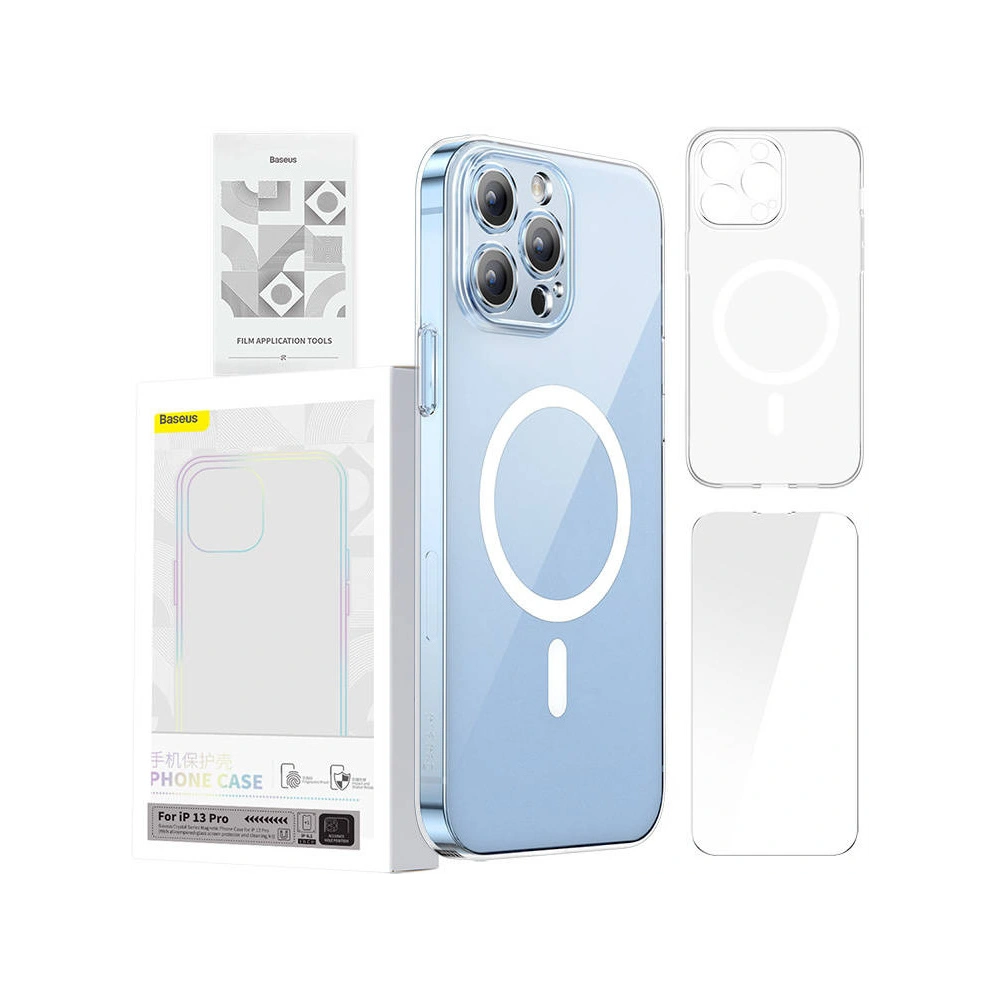 Hurtownia GSM - Etui Baseus Magnetic Crystal Clear Apple iPhone 13 Pro (transparent) + sticlă securizată + set de curățare - BSU4175 - {ean13} - Hurt
