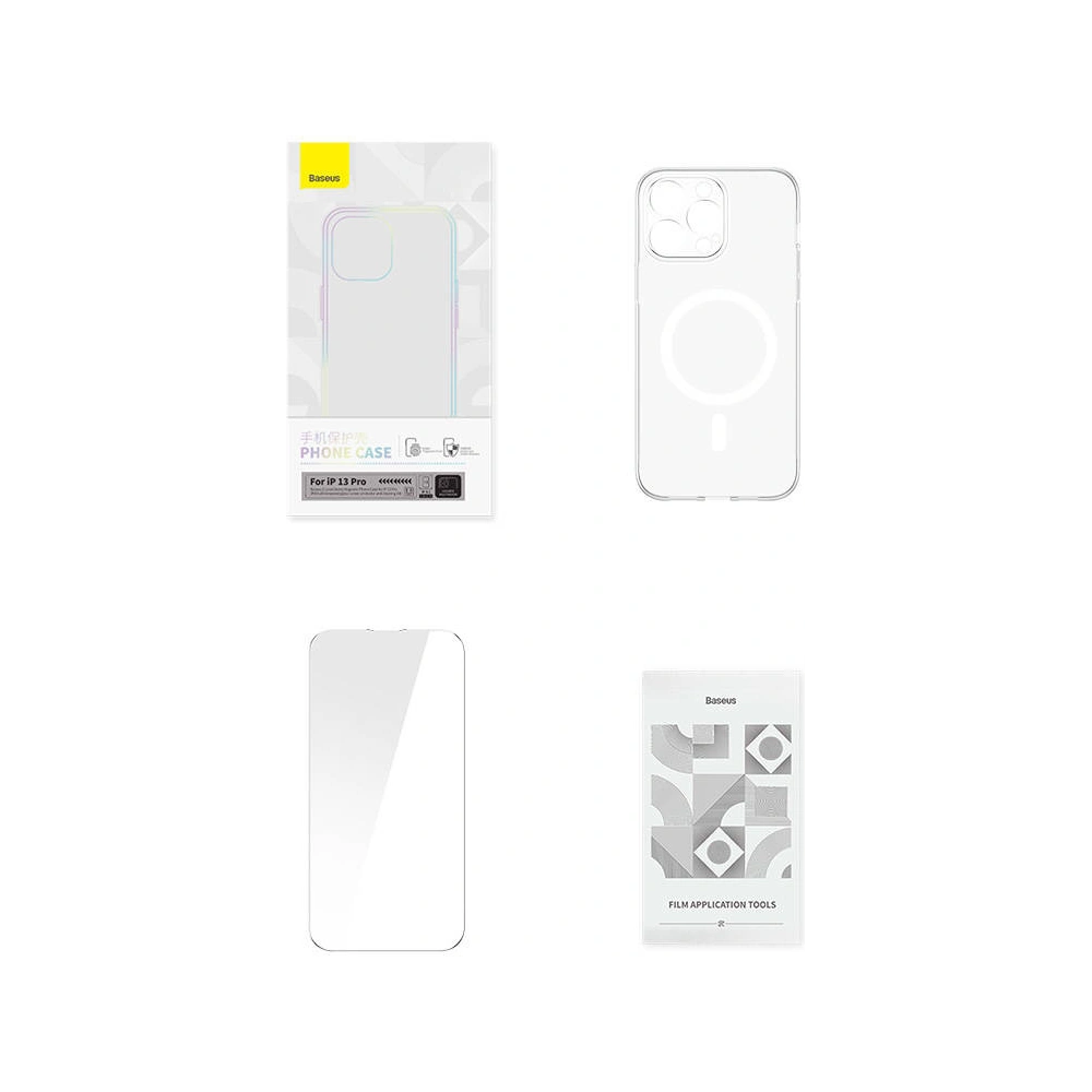 Hurtownia GSM - Etui Baseus Magnetic Crystal Clear Apple iPhone 13 Pro (transparent) + sticlă securizată + set de curățare - BSU4175 - {ean13} - Hurt