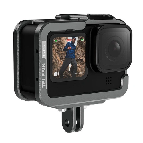 Alumuniowa obudowa zabezpieczająca Telesin do GoPro Hero 11/10/9 z uchwytem pionowym