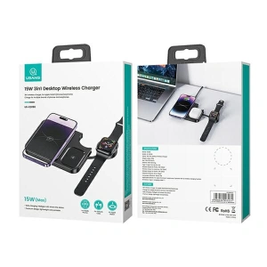Hurtownia GSM - USAMS vezeték nélküli töltő 3w1 15W fekete/black (US-CD190) - USA963 - {ean13} - Hurt