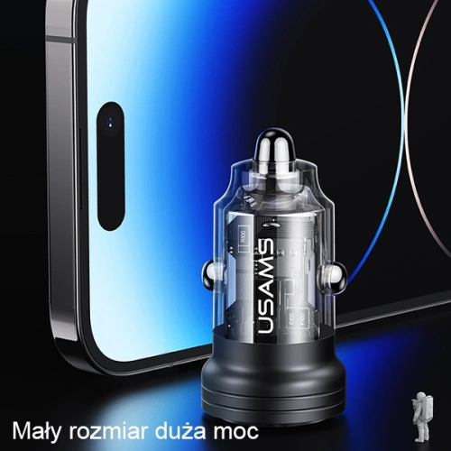 Ładowarka samochodowa USAMS C35 USB-A+USB-C 45W Fast Charge czarny/black (US-CC175)