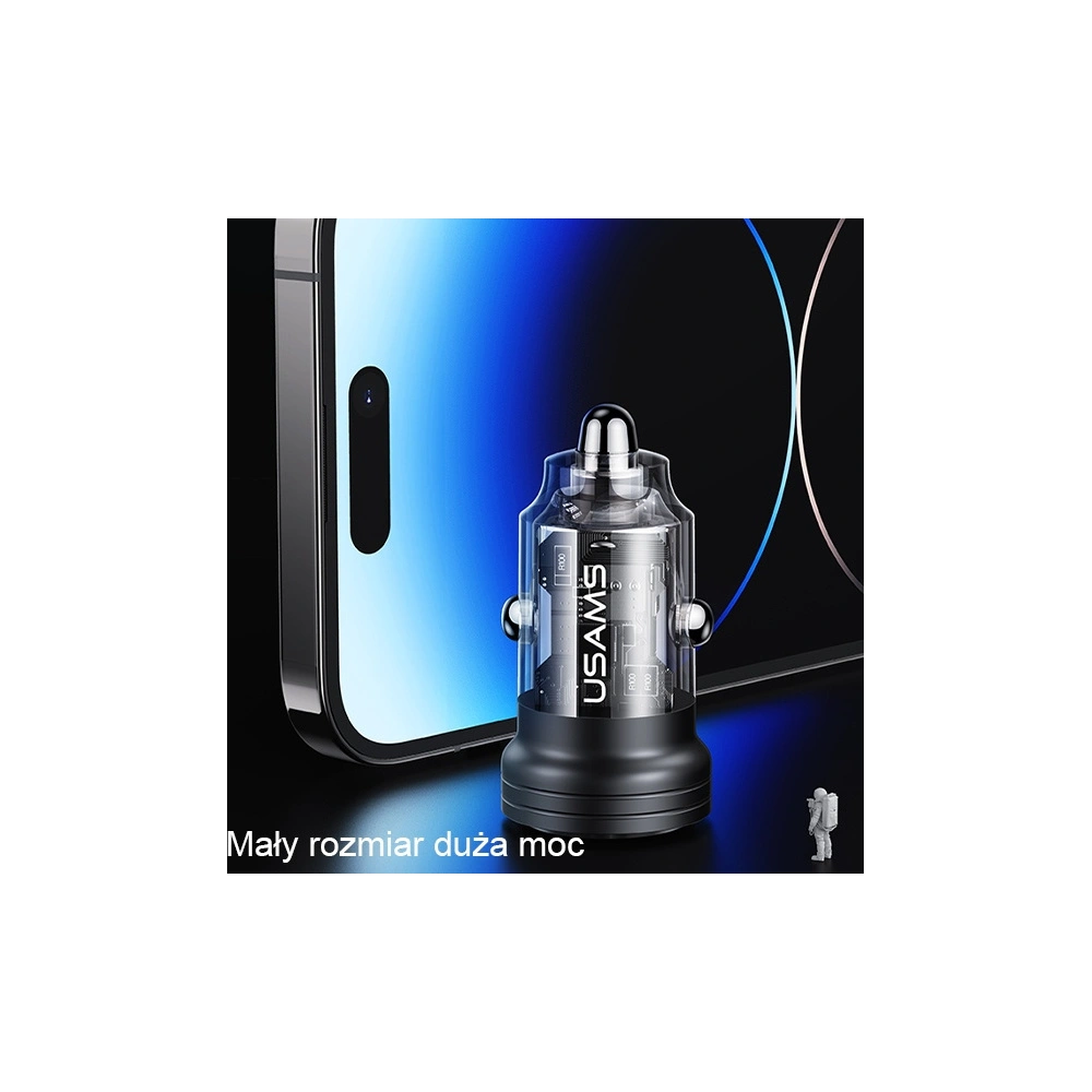 Wholesale USAMS C35 Car Charger USB-A+USB-C 45W Fast Charge black (US-CC175) - USA964 - {ean13} - Hurt