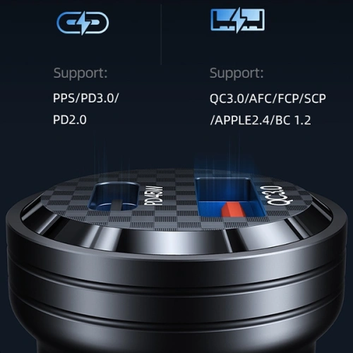 Ładowarka samochodowa USAMS C35 USB-A+USB-C 45W Fast Charge czarny/black (US-CC175)