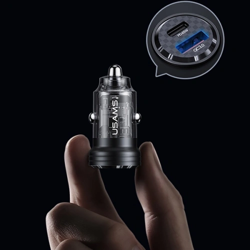 Ładowarka samochodowa USAMS C35 USB-A+USB-C 45W Fast Charge czarny/black (US-CC175)