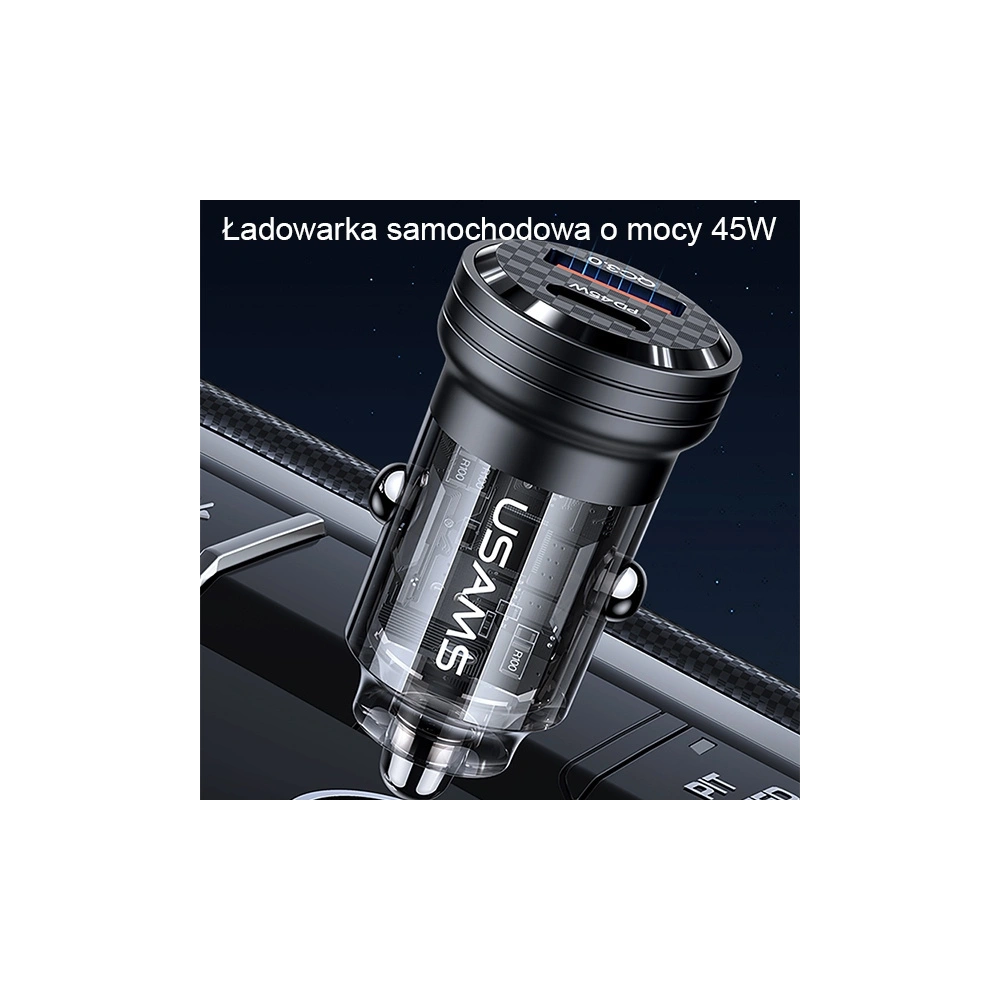 Hurtownia GSM - USAMS C35 Auto-Ladegerät USB-A+USB-C 45W Schnellladung lila/purple (US-CC175) - USA965 - {ean13} - Hurt