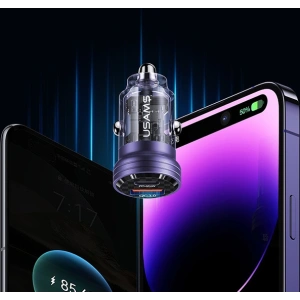 Hurtownia GSM - USAMS C35 USB-A+USB-C 45W Gyors Töltő Autós Töltő lila/purple (US-CC175) - USA965 - {ean13} - Hurt