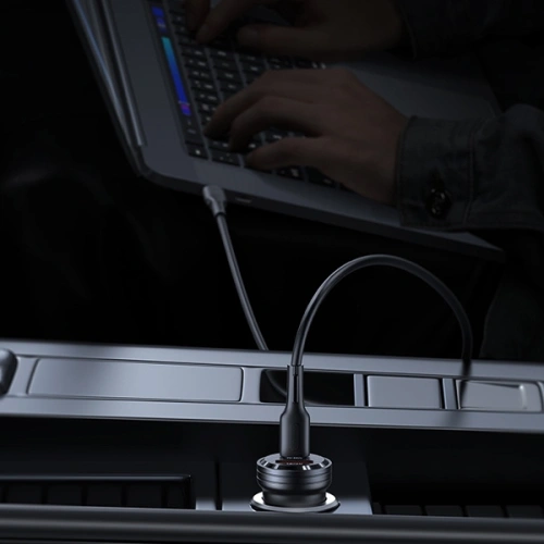 Ładowarka samochodowa USAMS C35 USB-A+USB-C 45W Fast Charge fioletowy/purple (US-CC175)