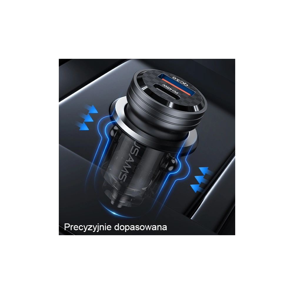 Hurtownia GSM - Încărcător auto USAMS C35 USB-A+USB-C 45W Încărcare rapidă violet/purple (US-CC175) - USA965 - {ean13} - Hurt