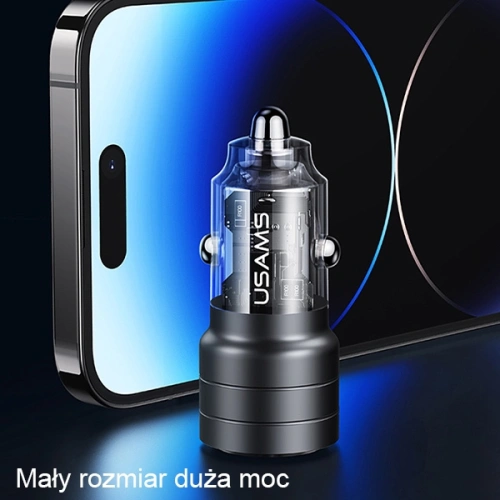 Ładowarka samochodowa USAMS C36 USB-A+USB-C 95W Fast Charge czarny/black (US-CC176)