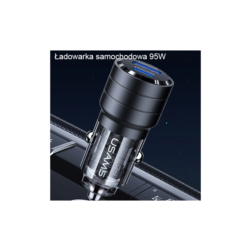Hurtownia GSM - USAMS C36 Auto-Ladegerät USB-A+USB-C 95W Schnellladung lila/purple (US-CC176) - USA967 - {ean13} - Hurt