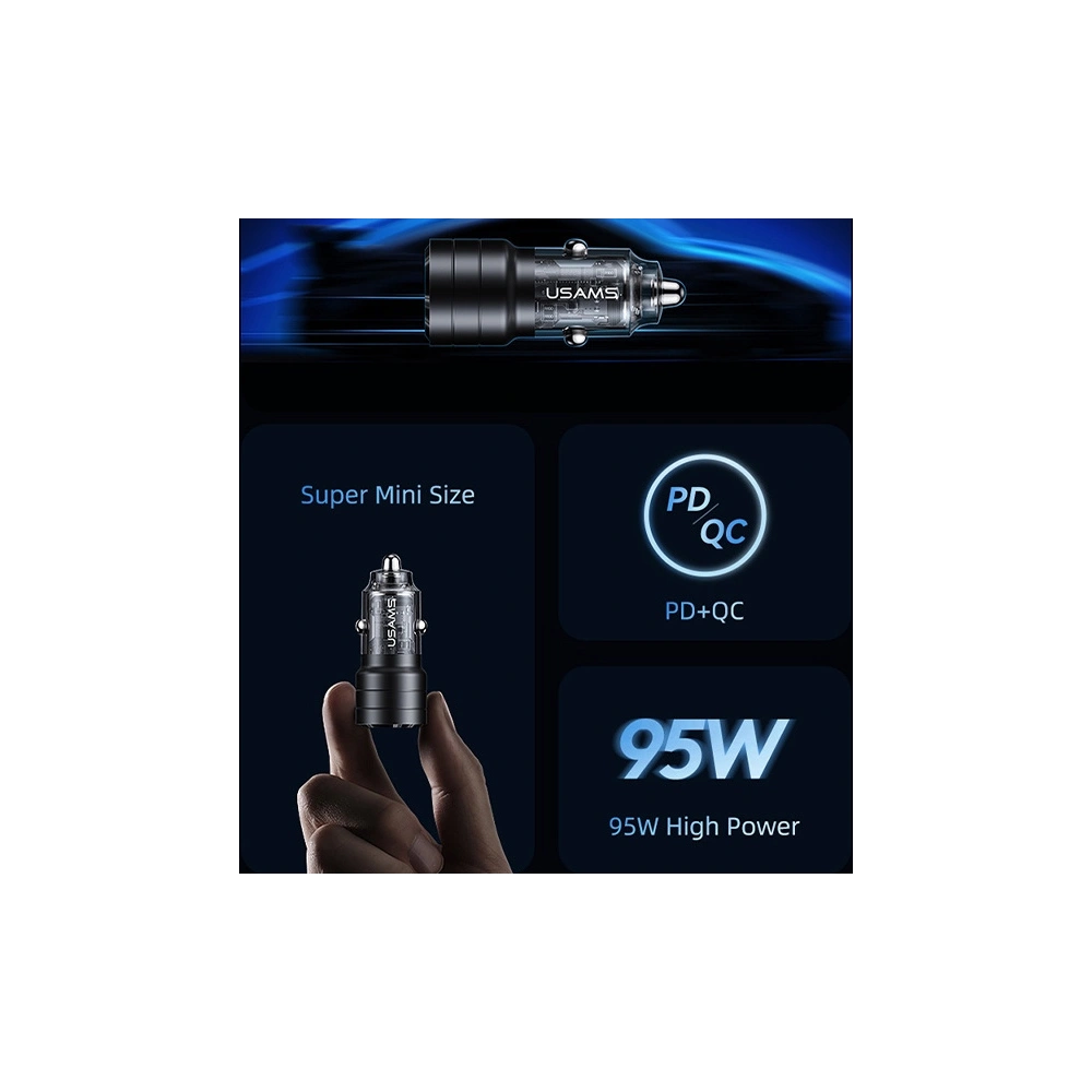 Hurtownia GSM - Încărcător auto USAMS C36 USB-A+USB-C 95W Încărcare rapidă violet/purple (US-CC176) - USA967 - {ean13} - Hurt