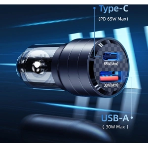 Hurtownia GSM - USAMS C36 USB-A+USB-C 95W Gyors Töltő Autós Töltő lila/purple (US-CC176) - USA967 - {ean13} - Hurt