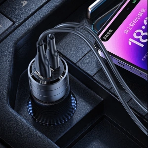 Hurtownia GSM - USAMS C36 USB-A+USB-C 95W Gyors Töltő Autós Töltő lila/purple (US-CC176) - USA967 - {ean13} - Hurt