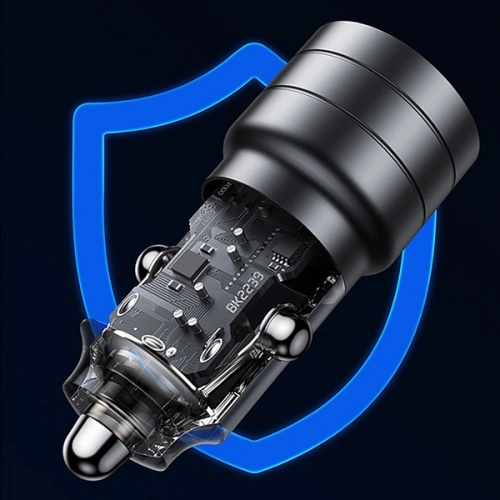 Ładowarka samochodowa USAMS C36 USB-A+USB-C 95W Fast Charge fioletowy/purple (US-CC176)