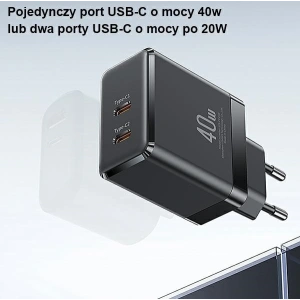 Hurtownia GSM - Síťová nabíječka USAMS 2xUSB-C T54 40W PD Rychlé nabíjení bílá/white (US-CC172) - USA968 - {ean13} - Hurt