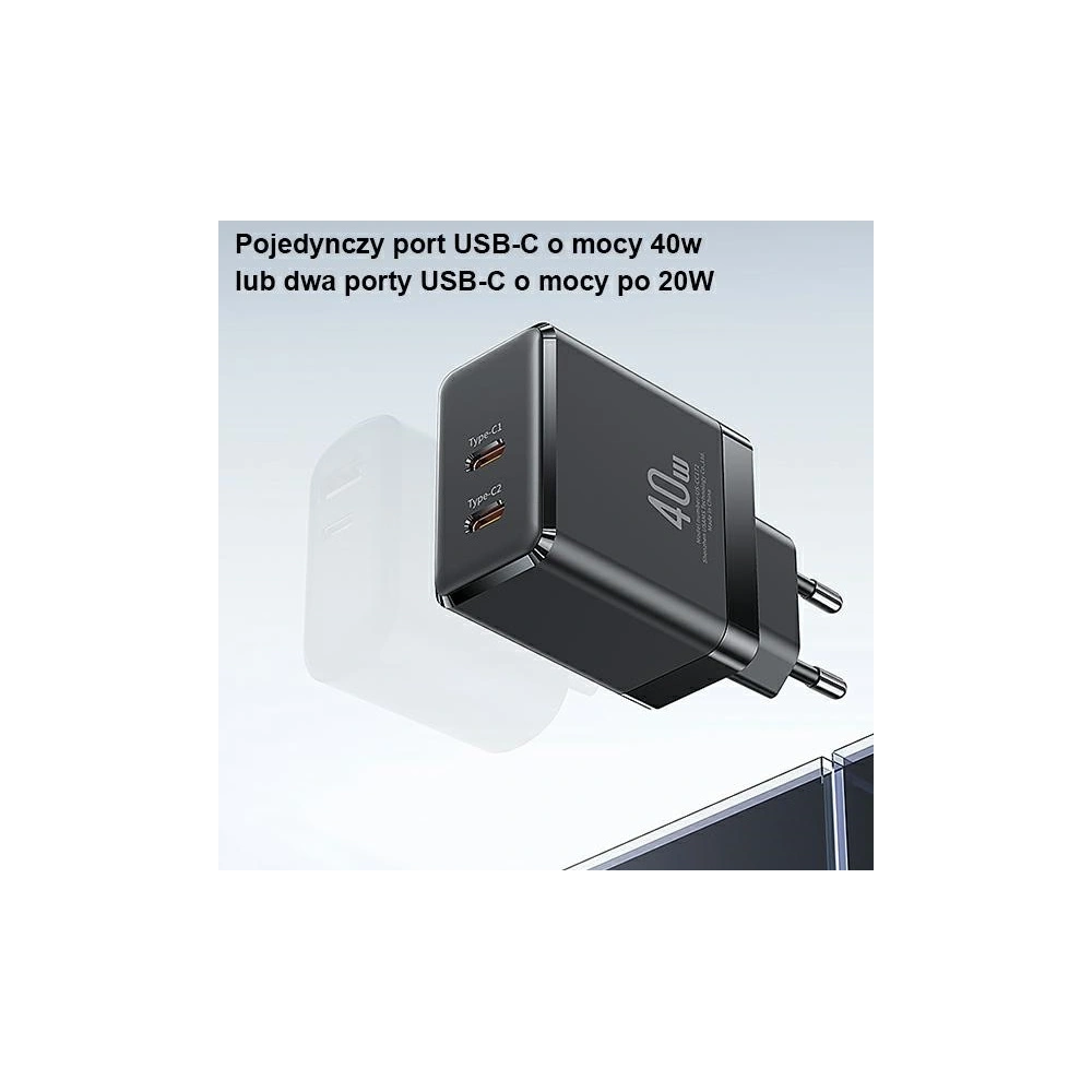 Hurtownia GSM - Încărcător de rețea USAMS 2xUSB-C T54 40W PD Încărcare rapidă alb/white (US-CC172) - USA968 - {ean13} - Hurt