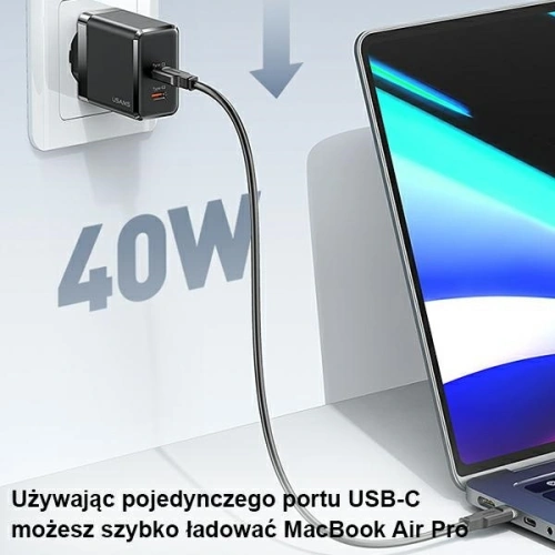 Ładowarka sieciowa USAMS 2xUSB-C T54 40W PD Fast Charging biały/white (US-CC172)