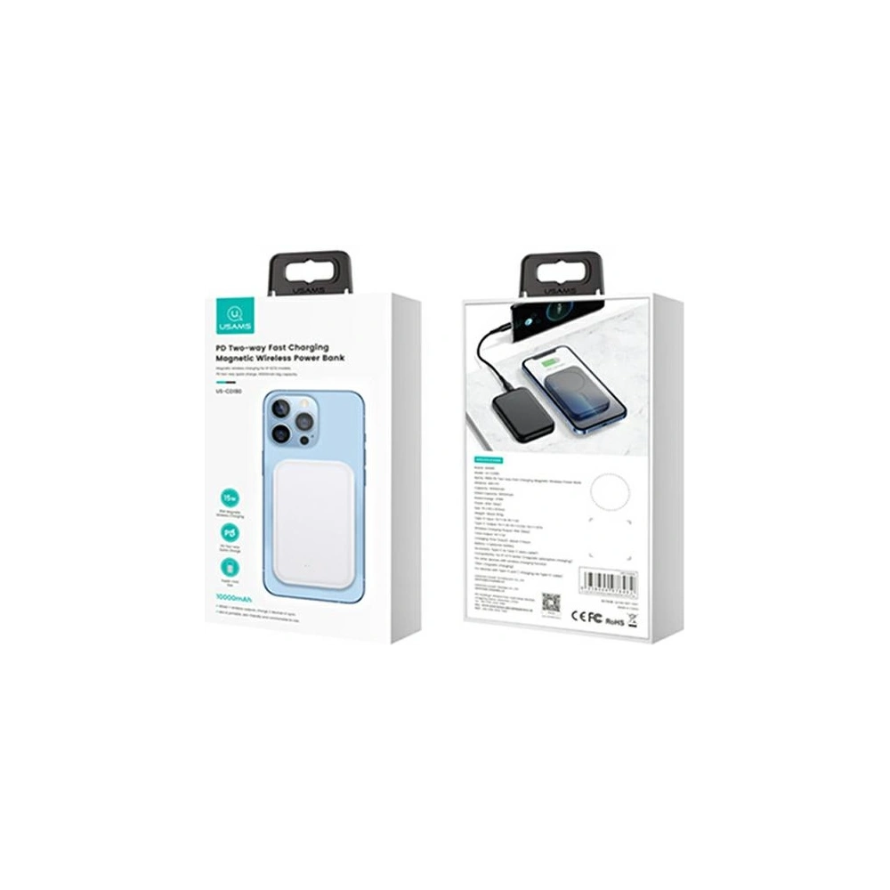 Wholesale USAMS PB66 Powerbank 10000mAh 20W PD Magnetic Wireless Two-Way Fast Charge white (US-CD180) - USA973 - {ean13} - Hurt