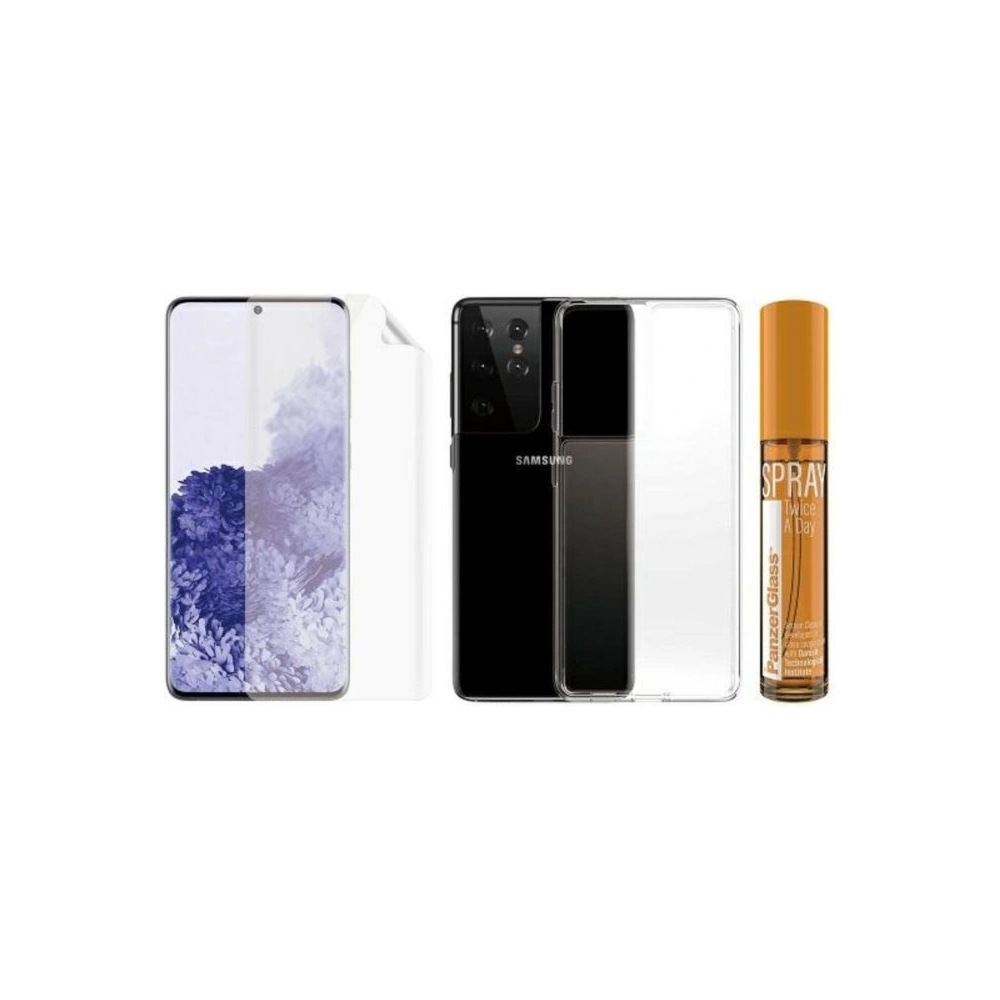 Hurtownia GSM - Zestaw PanzerGlass Start Kit Samsung Galaxy S21 Ultra TPU képernyővédő, ClearCase tok, 30ml spray - PZG411 - {ean13} - Hurt