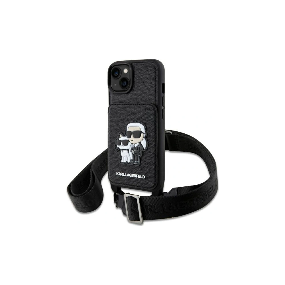 Wholesale Karl Lagerfeld KLHCP14MCSAKCPMK Apple iPhone 14 Plus / 15 Plus hardcase black Crossbody Saffiano Karl & Choupette - KLD1573 - {ean13} - Hurt