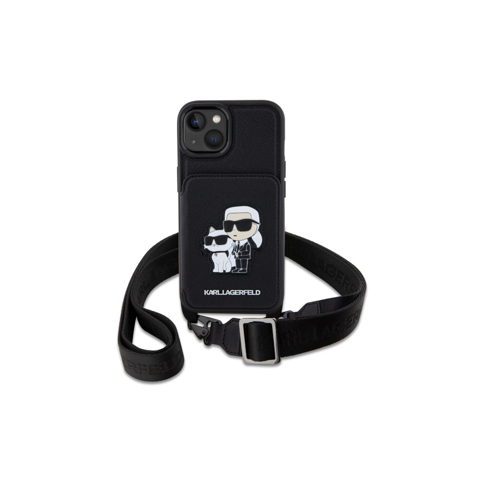 Wholesale Karl Lagerfeld KLHCP14MCSAKCPMK Apple iPhone 14 Plus / 15 Plus hardcase black Crossbody Saffiano Karl & Choupette - KLD1573 - {ean13} - Hurt