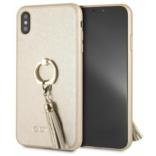 Guess Distributor - 3700740437667 - GUE2577 - Guess GUHCI65RSSABE Apple iPhone XS Max beige hardcase Saffiano with ring stand - B2B homescreen