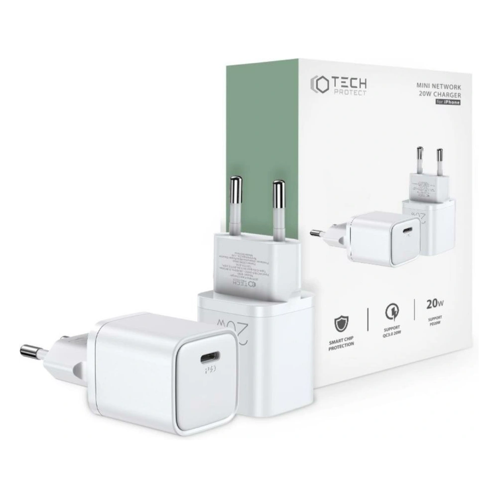 Hurtownia GSM - Încărcător de rețea Tech-Protect M05 Încărcător de rețea PD 20W QC 3.0 Alb - THP1949 - {ean13} - Hurt