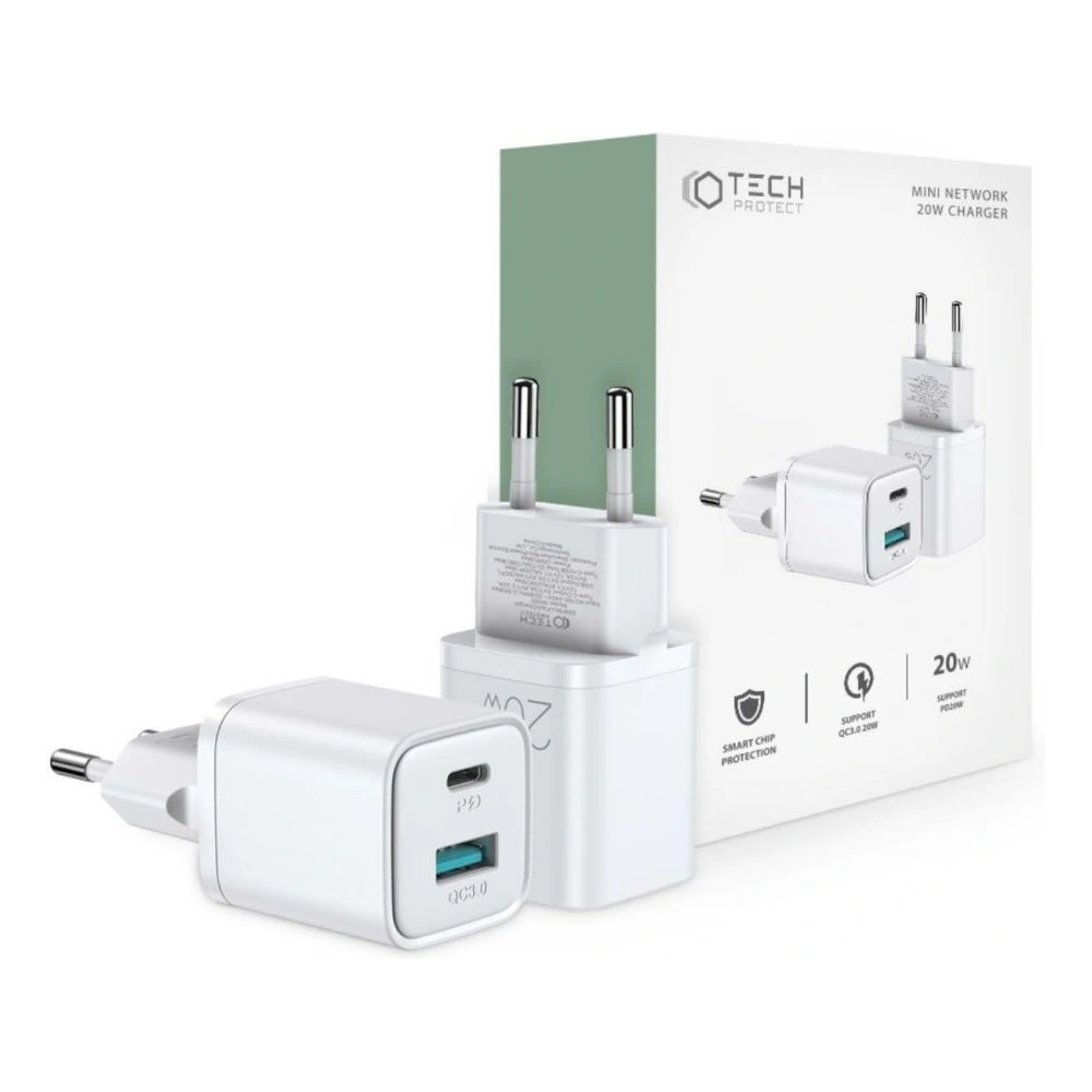 Hurtownia GSM - Netzteil Tech-Protect M05d 2-Port Netzladegerät PD 20W QC 3.0 Weiß - THP1950 - {ean13} - Hurt
