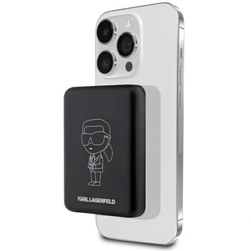 Powerbank bezprzewodowy Karl Lagerfeld KLPBMKIOTTGK 5W 3000mAh czarny/black Ikonik MagSafe