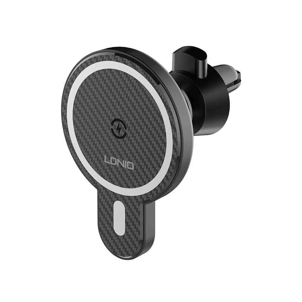Hurtownia GSM - Suport auto cu încărcător wireless LDNIO MA20 + inel metalic (negru) - LDN450 - {ean13} - Hurt