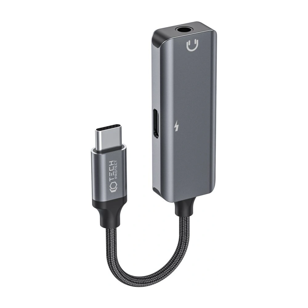 Hurtownia GSM - Adaptér Tech-Protect Ultraboost USB-C/mini jack 3.5mm + USB-C černý - THP1956 - {ean13} - Hurt