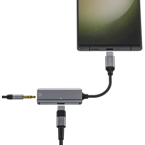 Adapter Tech-Protect Ultraboost USB-C/mini jack 3.5mm + USB-C Black