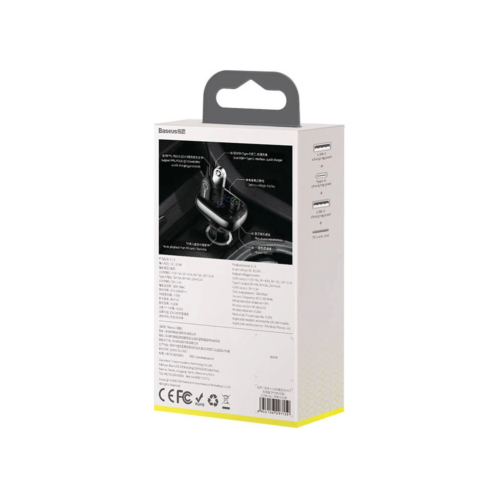 Hurtownia GSM - Auto-Transmitter Baseus Bluetooth MP3 S-13 (schwarz) - BSU4189 - {ean13} - Hurt