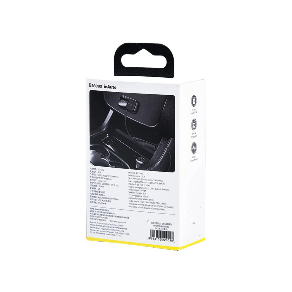 Hurtownia GSM - Auto-Transmitter Baseus Bluetooth MP3 S-16 (schwarz) - BSU4192 - {ean13} - Hurt