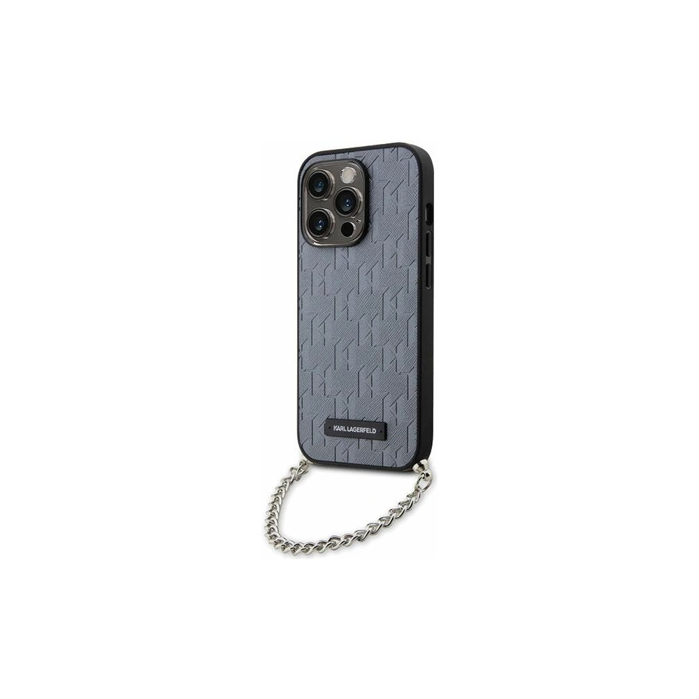 Hurtownia GSM - Etui Karl Lagerfeld KLHCP14LSACKLHPG Apple iPhone 14 Pro argintiu/silver hardcase Saffiano Monogram Chain - KLD1576 - {ean13} - Hurt