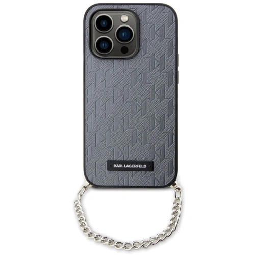 Etui Karl Lagerfeld KLHCP14LSACKLHPG Apple iPhone 14 Pro srebrny/silver hardcase Saffiano Monogram Chain
