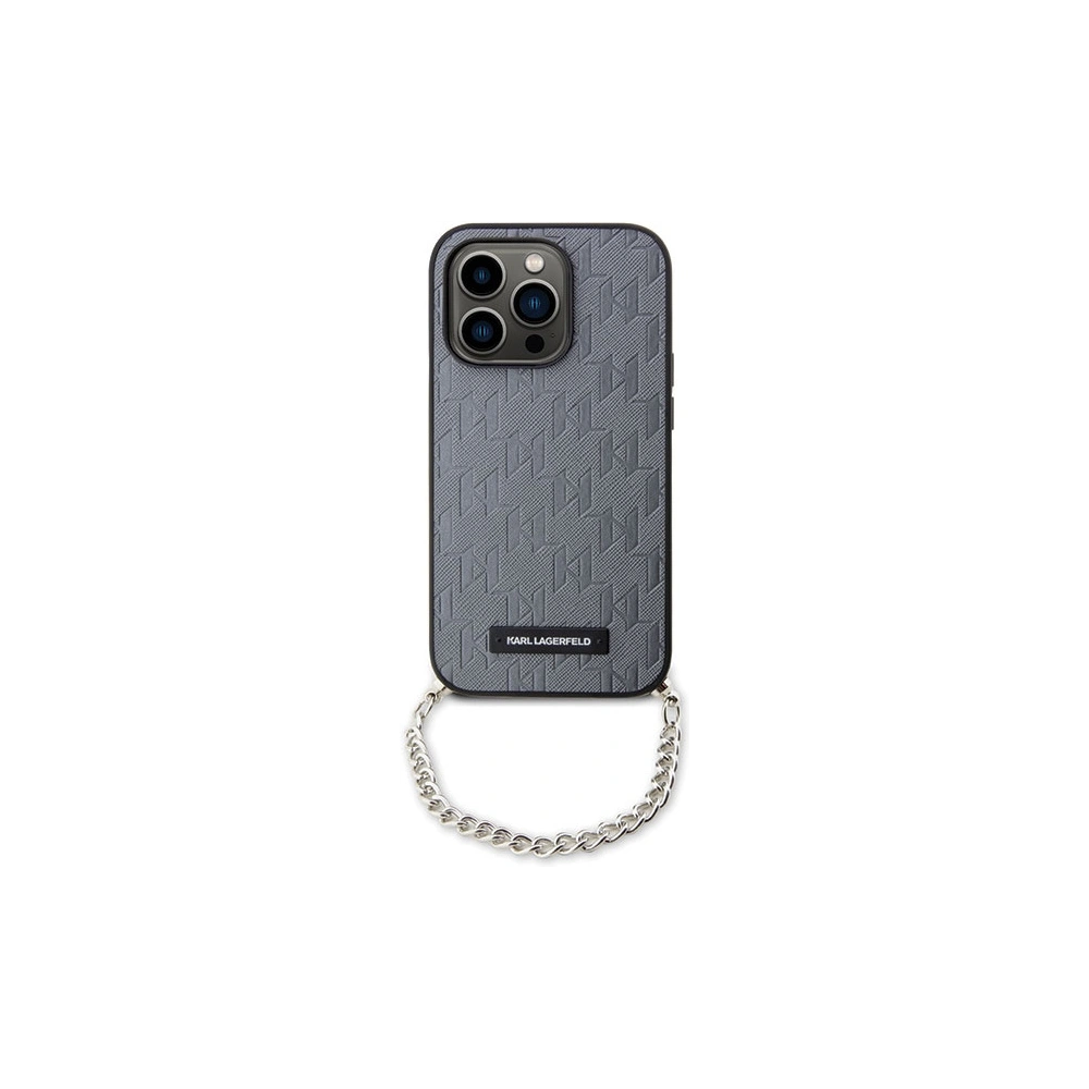 Hurtownia GSM - Etui Karl Lagerfeld KLHCP14LSACKLHPG Apple iPhone 14 Pro argintiu/silver hardcase Saffiano Monogram Chain - KLD1576 - {ean13} - Hurt