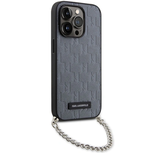 Etui Karl Lagerfeld KLHCP14LSACKLHPG Apple iPhone 14 Pro srebrny/silver hardcase Saffiano Monogram Chain