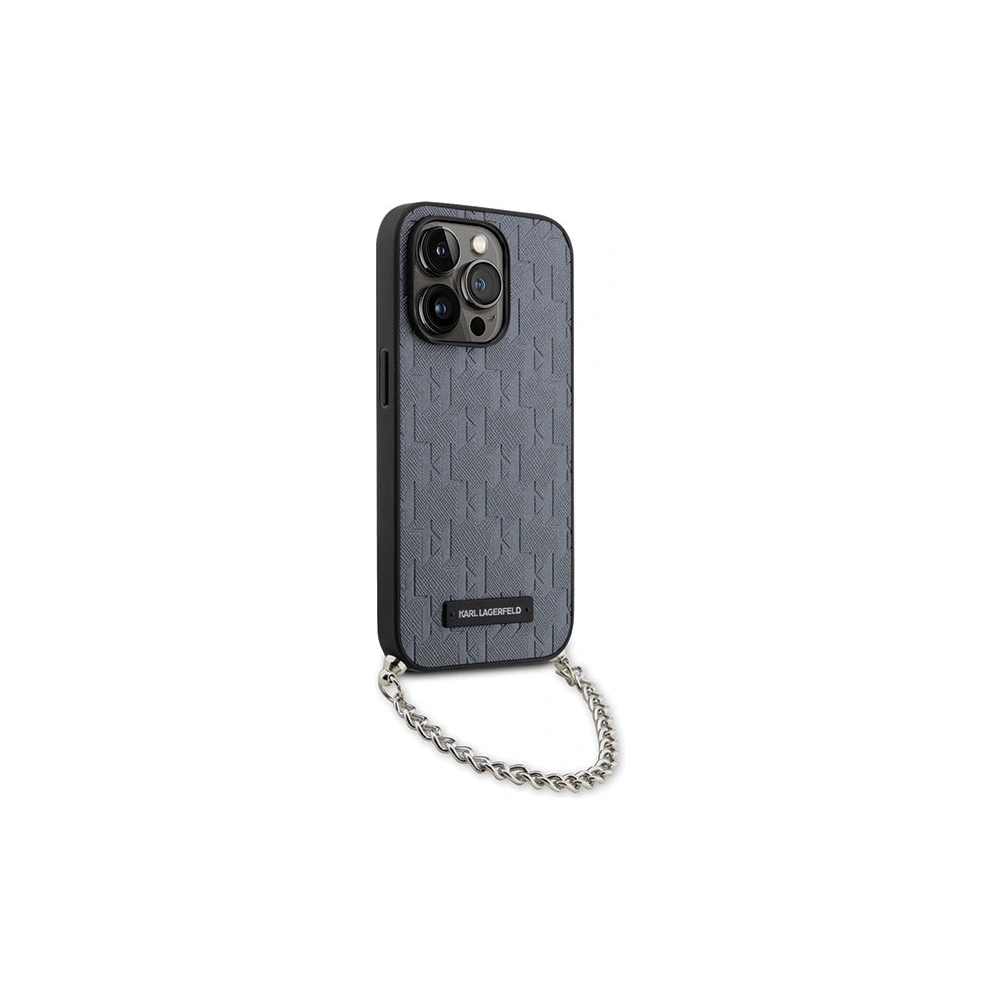 Hurtownia GSM - Etui Karl Lagerfeld KLHCP14LSACKLHPG Apple iPhone 14 Pro argintiu/silver hardcase Saffiano Monogram Chain - KLD1576 - {ean13} - Hurt