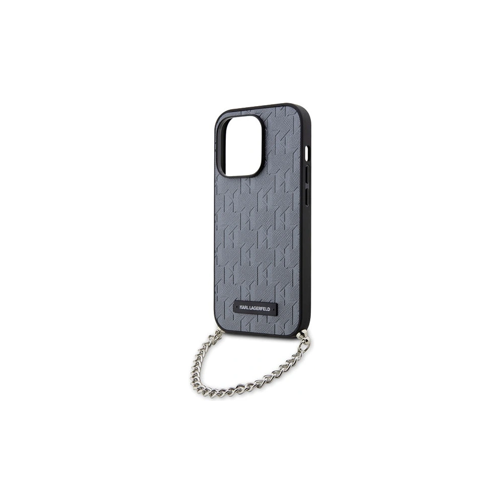 Hurtownia GSM - Etui Karl Lagerfeld KLHCP14LSACKLHPG Apple iPhone 14 Pro argintiu/silver hardcase Saffiano Monogram Chain - KLD1576 - {ean13} - Hurt
