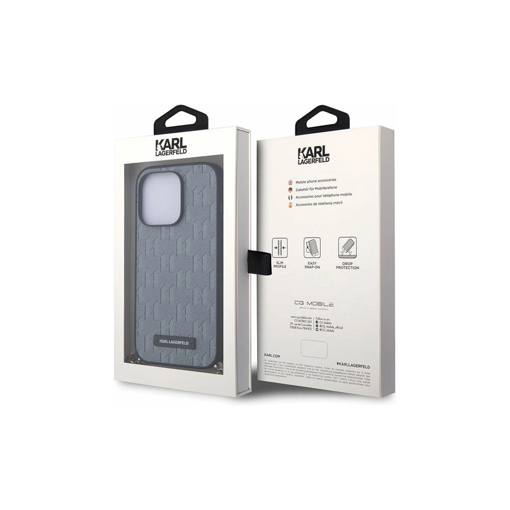 Hurtownia GSM - Etui Karl Lagerfeld KLHCP14LSACKLHPG Apple iPhone 14 Pro argintiu/silver hardcase Saffiano Monogram Chain - KLD1576 - {ean13} - Hurt