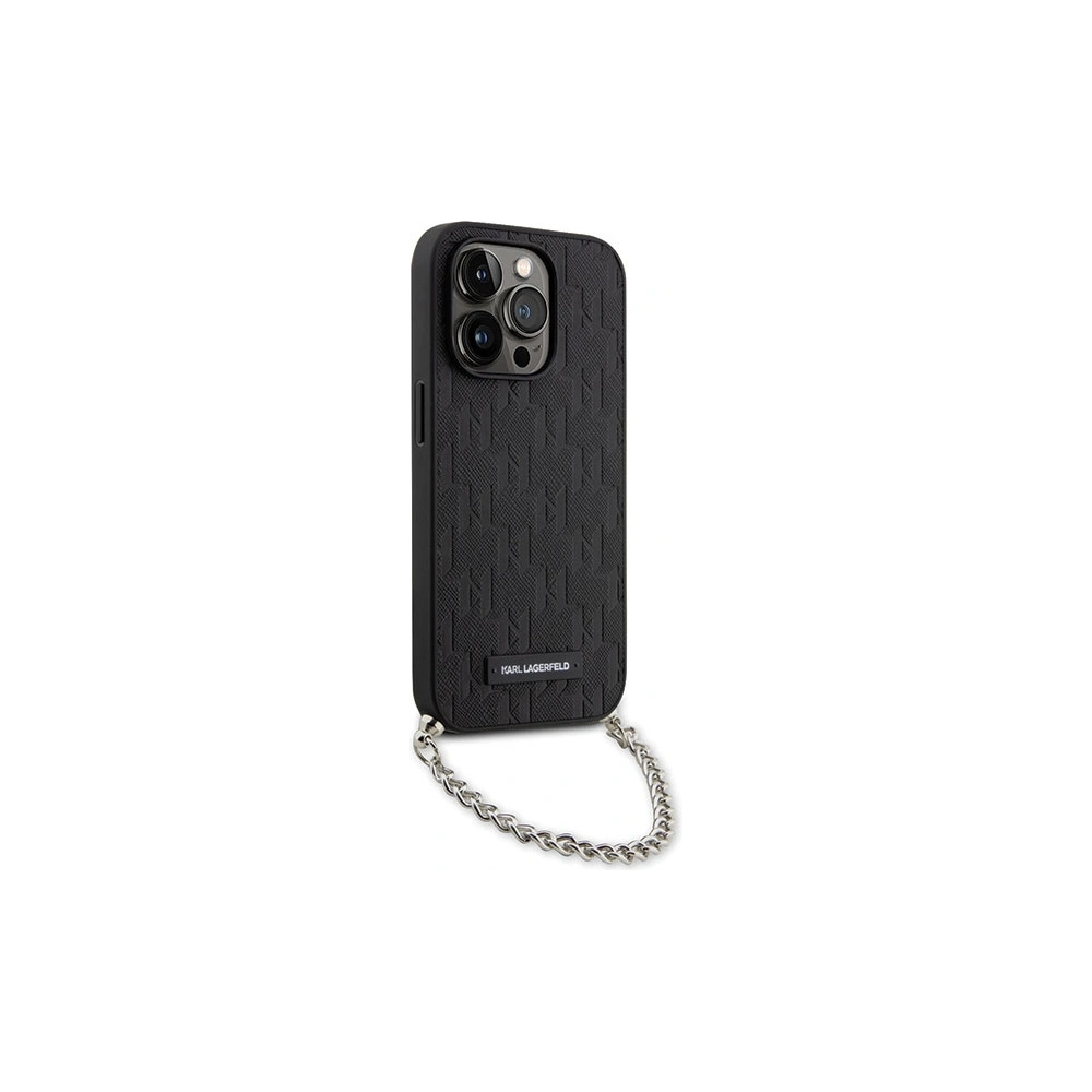 Hurtownia GSM - Etui Karl Lagerfeld KLHCP14LSACKLHPK Apple iPhone 14 Pro negru/black hardcase Saffiano Monogram Chain - KLD1577 - {ean13} - Hurt