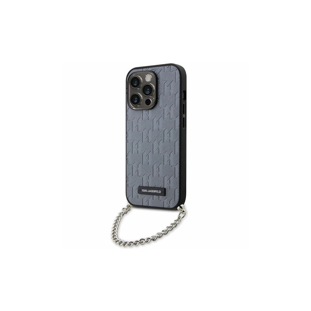 Hurtownia GSM - Etui Karl Lagerfeld KLHCP14XSACKLHPG Apple iPhone 14 Pro Max silber/silver Hardcase Saffiano Monogram Chain - KLD1580 - {ean13} - Hurt