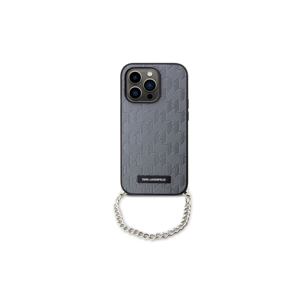 Hurtownia GSM - Etui Karl Lagerfeld KLHCP14XSACKLHPG Apple iPhone 14 Pro Max silber/silver Hardcase Saffiano Monogram Chain - KLD1580 - {ean13} - Hurt