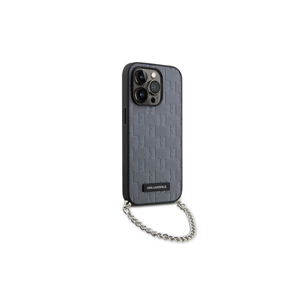 Hurtownia GSM - Etui Karl Lagerfeld KLHCP14XSACKLHPG Apple iPhone 14 Pro Max silber/silver Hardcase Saffiano Monogram Chain - KLD1580 - {ean13} - Hurt